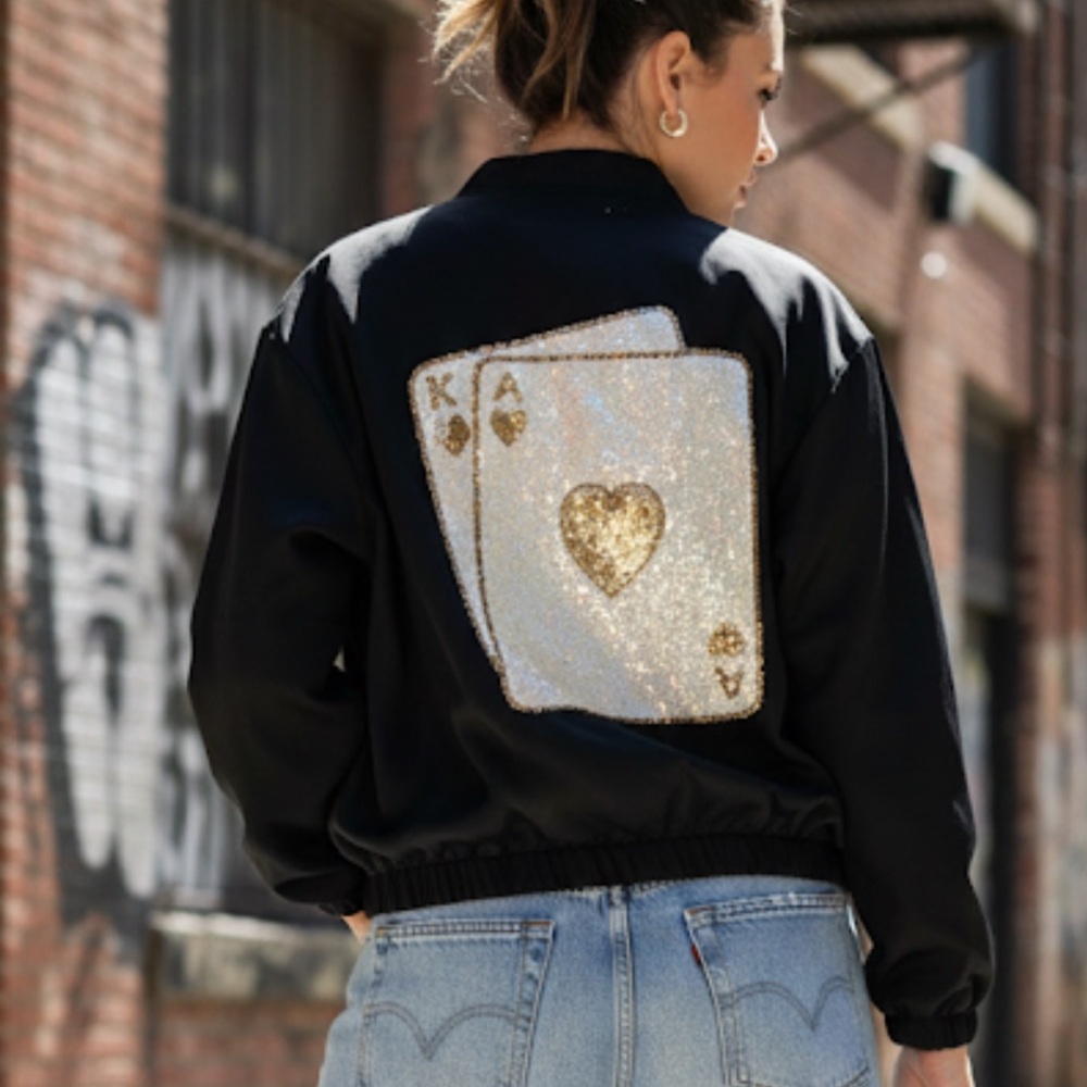 Vintage Sarah Bryson‎ Whimsigoth Black Sequin Patched Jacket